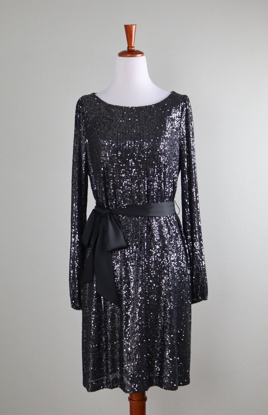 ANN TAYLOR NWT Sequin Embellished Holiday Belted Dress Size Small